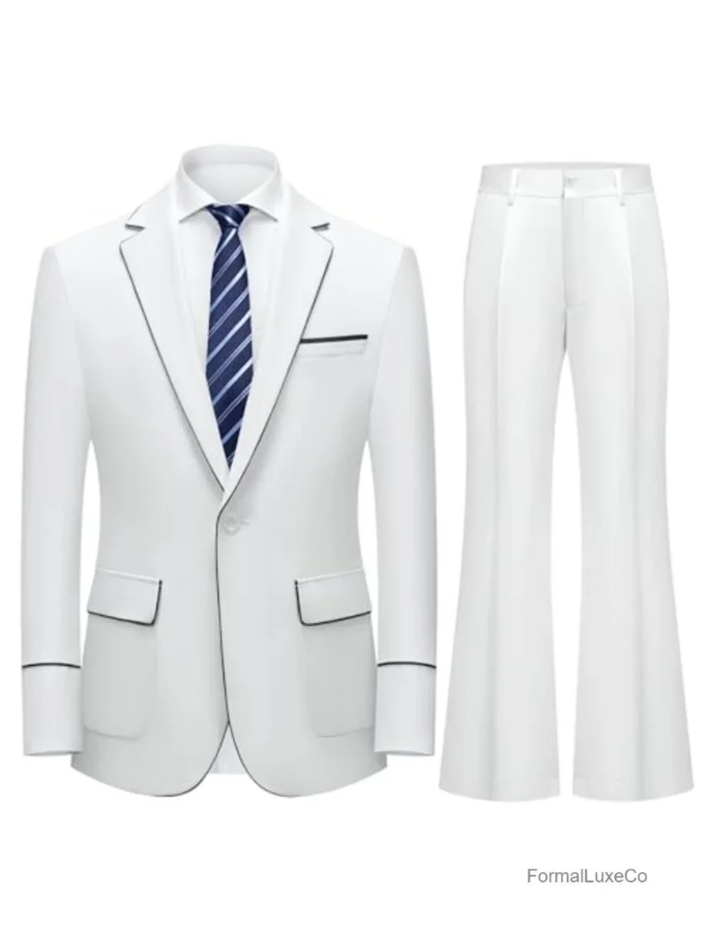 Mens 70s Suit 2 Piece Retro Flared Suit Single Breasted Jacket Bell Bottom Pants